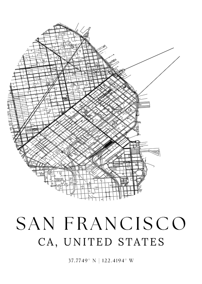 San Francisco City Maps Minimalist
