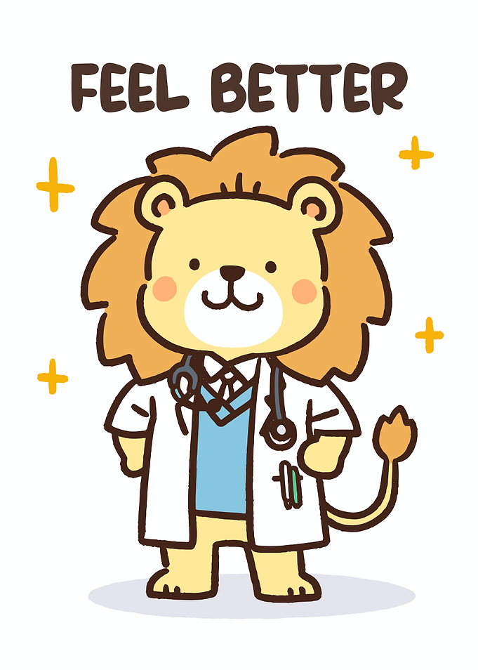 Cute Lion Doctor Feel Better Card