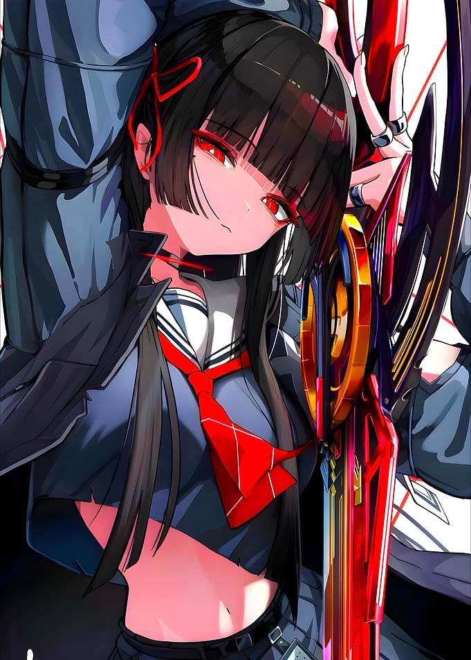 Anime Girl with Red Eyes and Sword