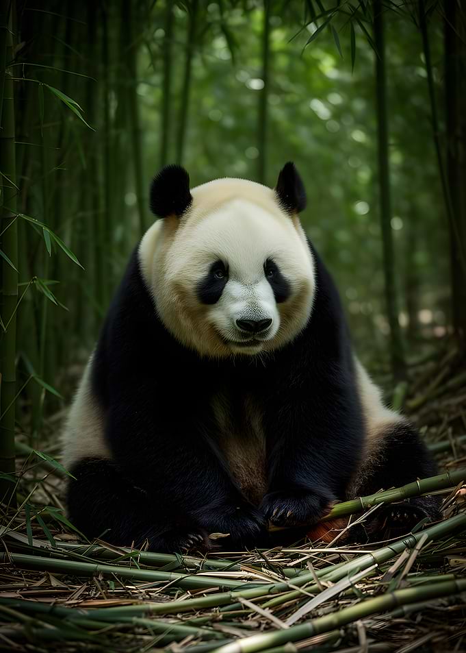 Panda in a Bamboo Forest