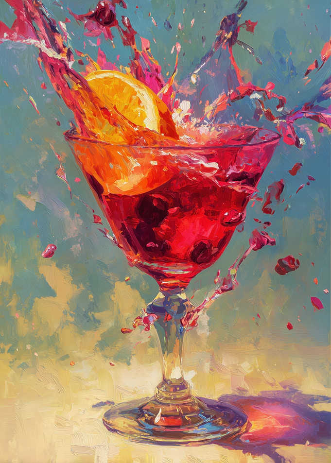 Cocktail Splash with Orange Slice