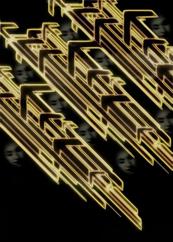 Abstract Neon Arrows with Faces