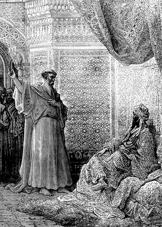 Saint Francis Tries to Convert Sultan Melic-Kamel Gustave Dore Crusades Engraving