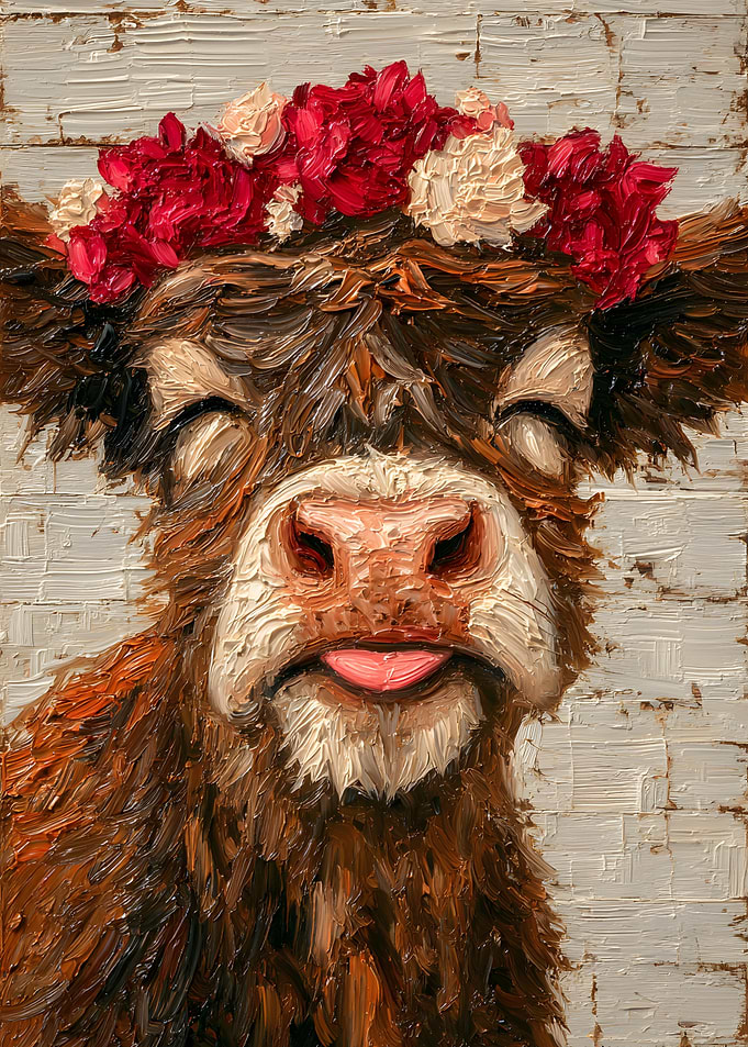 Highland Cow with Flower Crown