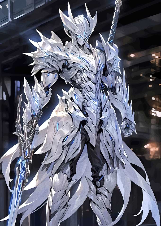White Knight with Glowing Sword