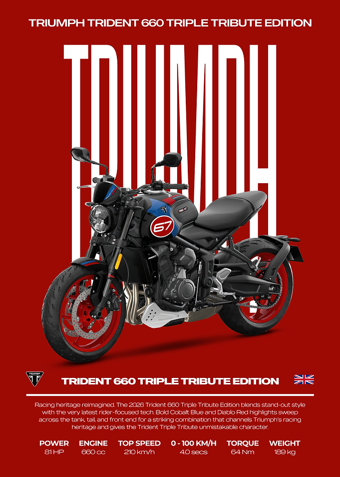 Triumph Trident 660 Triple Tribute Edition Motorcycle Poster