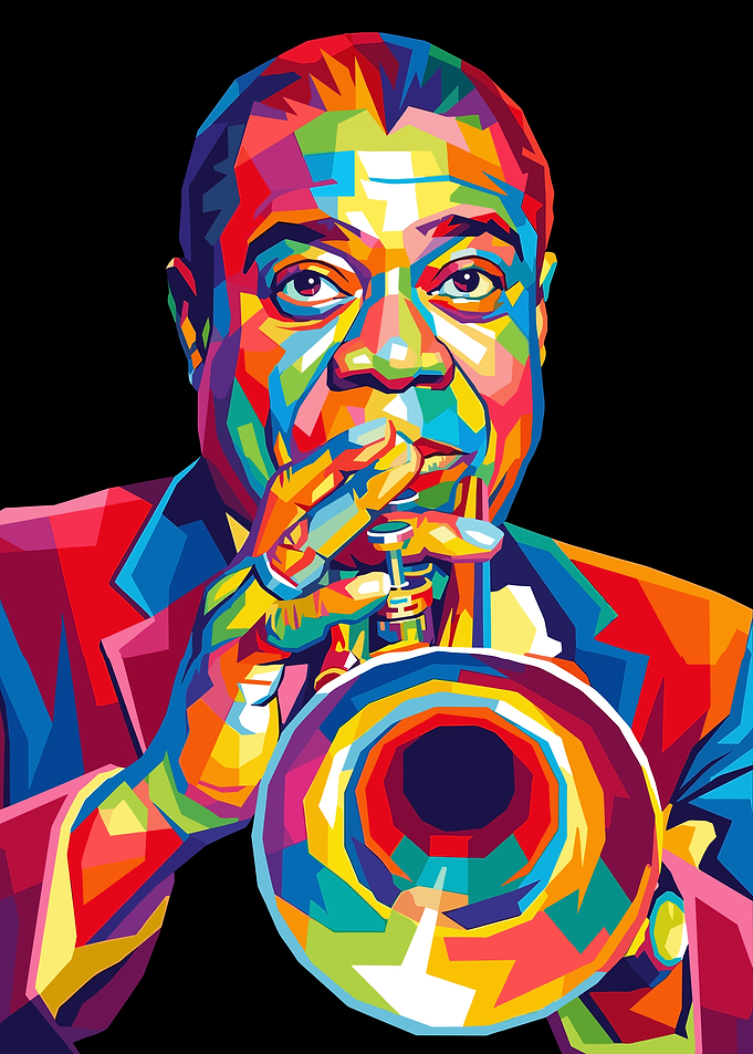 Louis Armstrong Playing Trumpet