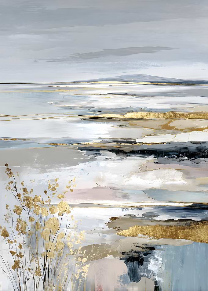 Abstract Landscape with Gold Accents