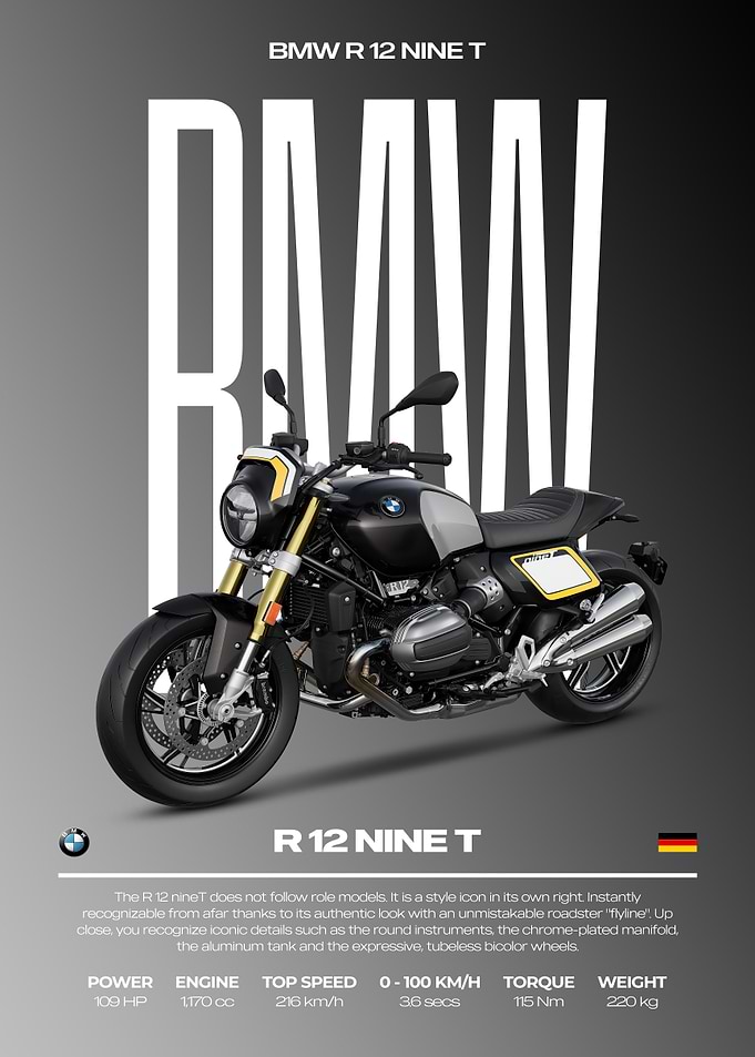 BMW R 12 Nine T Motorcycle Poster
