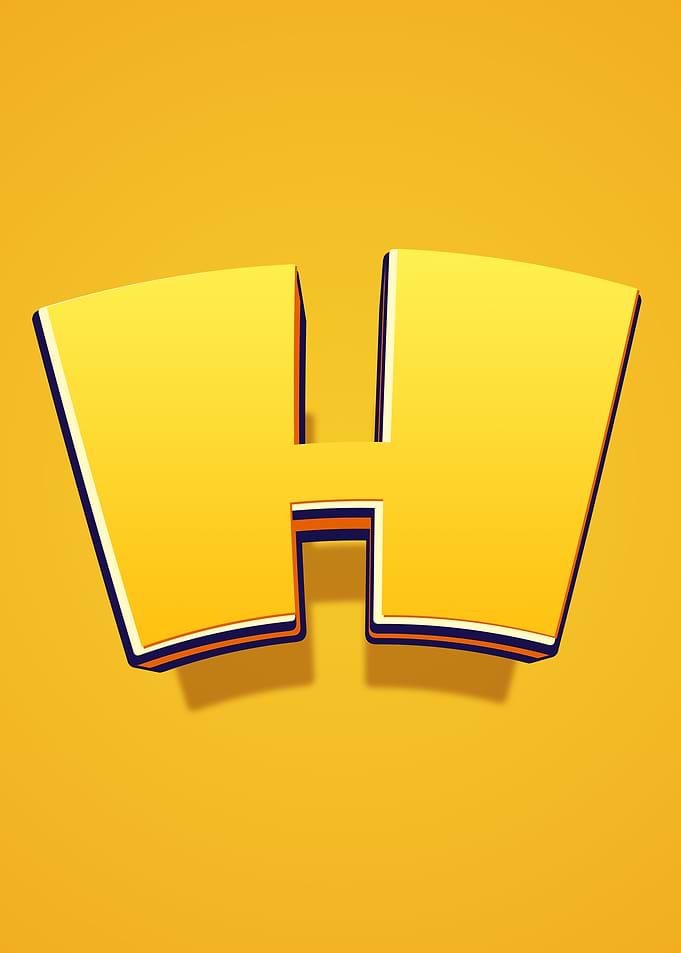 Bold Yellow Letter H
