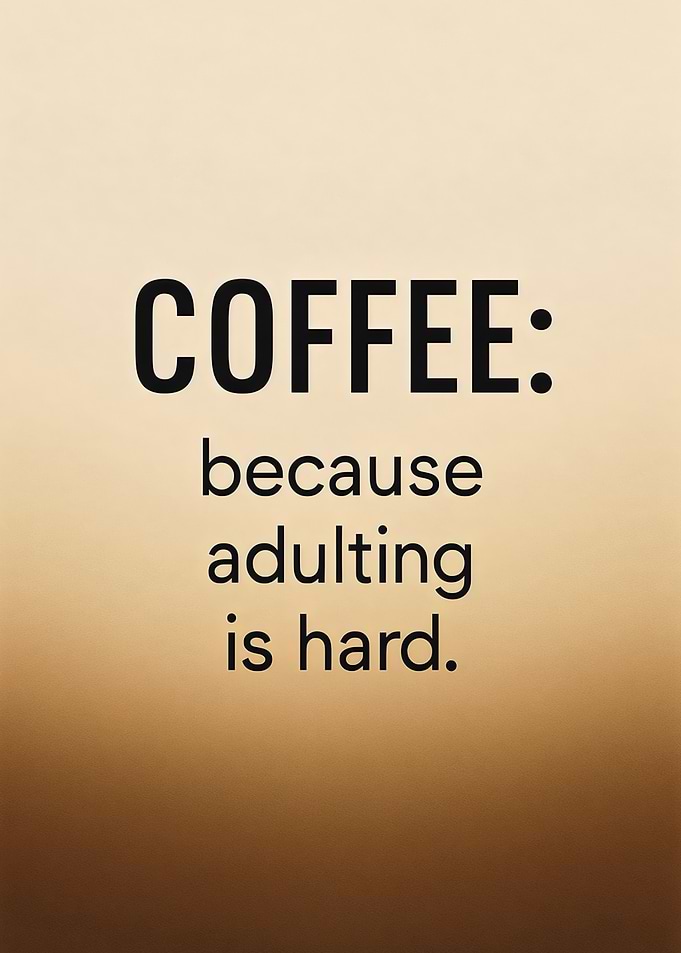 Coffee Because Adulting is Hard Funny Typography Quote