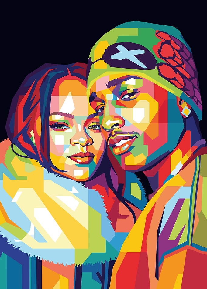 Rihanna and A$AP Rocky Pop Art Portrait
