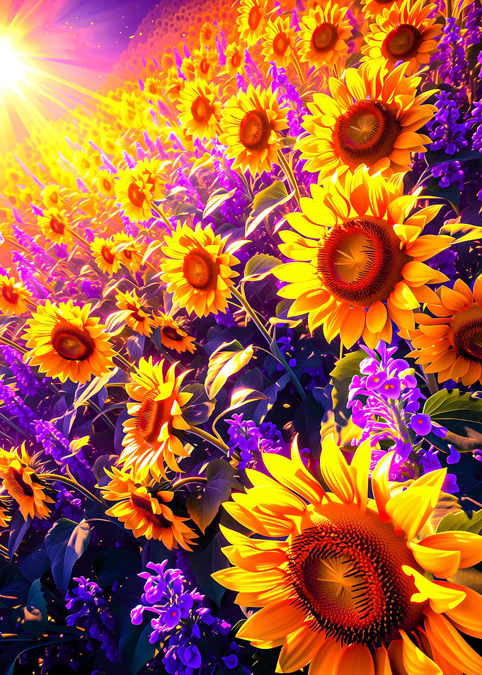 Vibrant Sunflower Field at Sunset