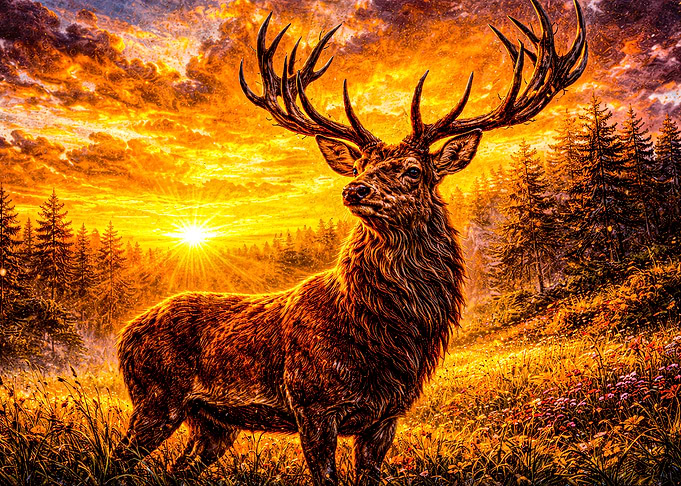 Majestic Stag at Sunset
