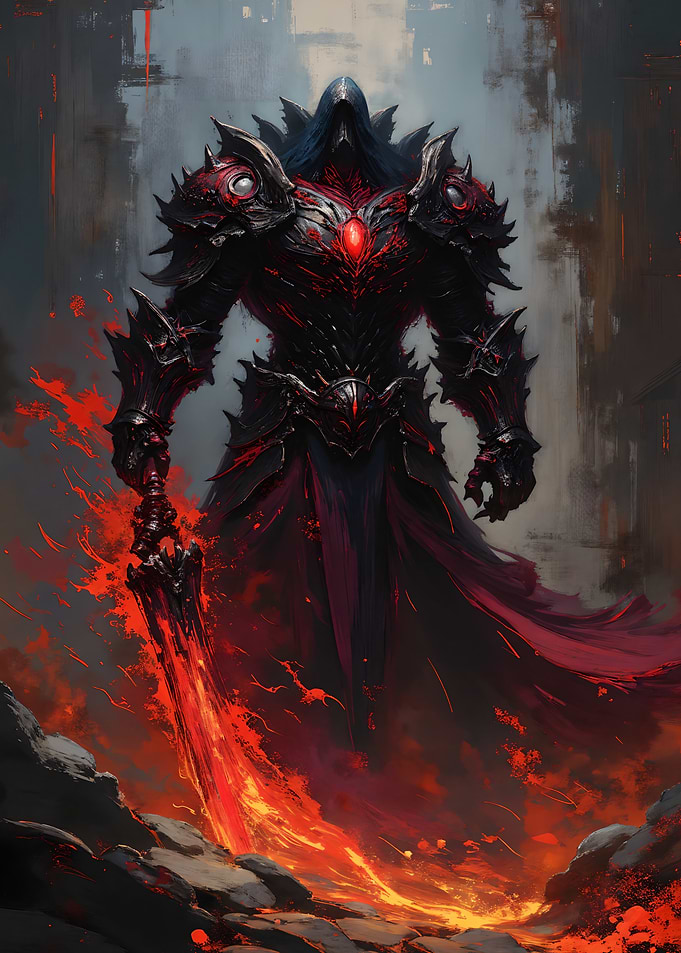 Dark Knight with Fiery Sword