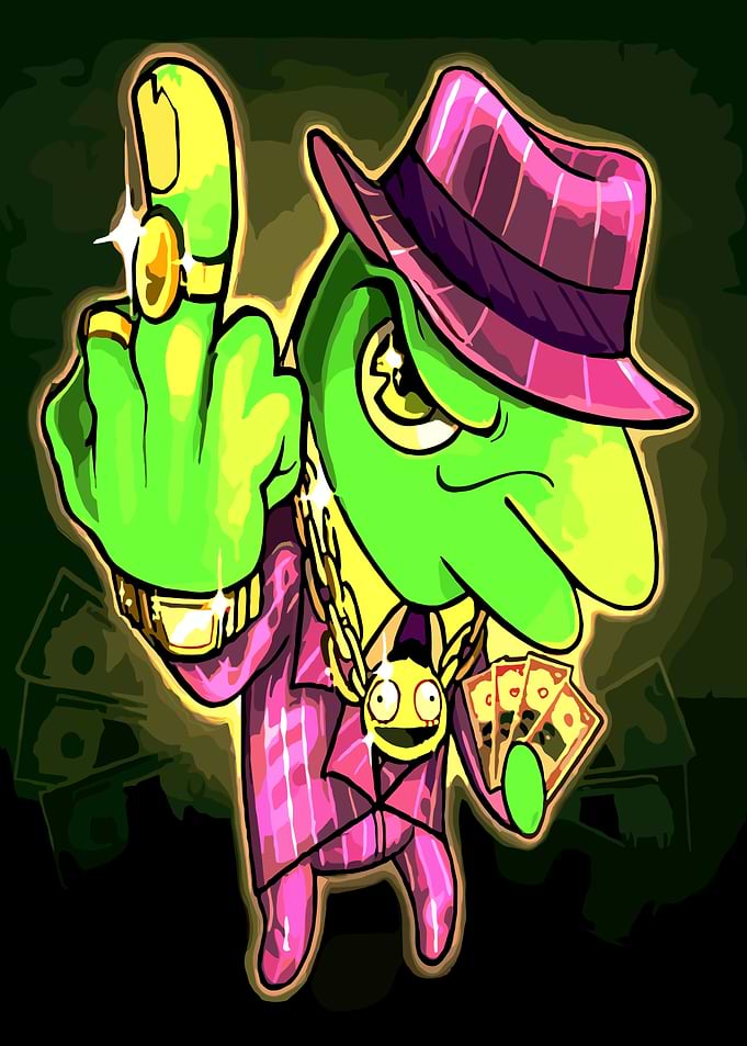 Gangster Frog with Money and Ring