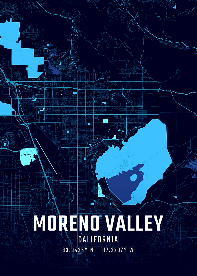 Moreno Valley California Midnight City Map