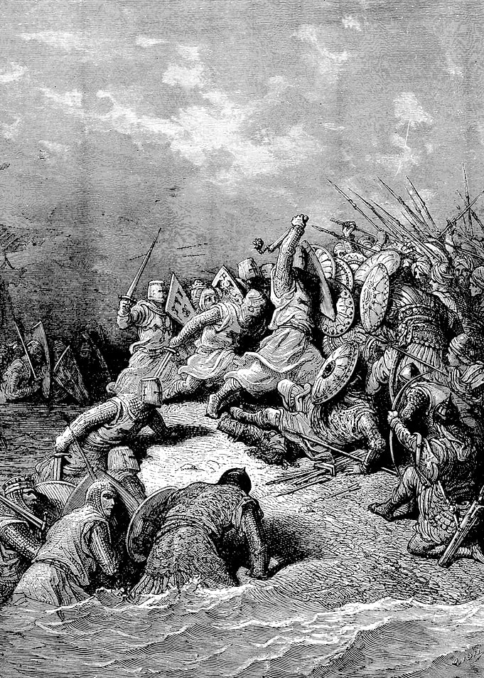 Richard the Lionheart Delivering Jaffa Gustave Dore Crusades Engraving