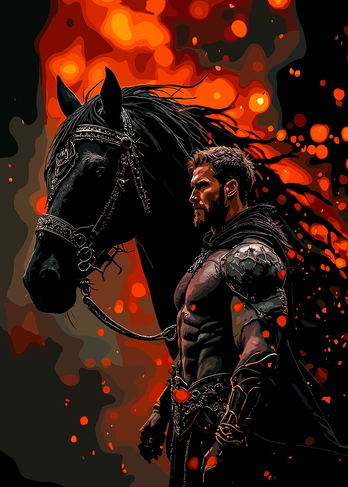 Warrior and Black Horse