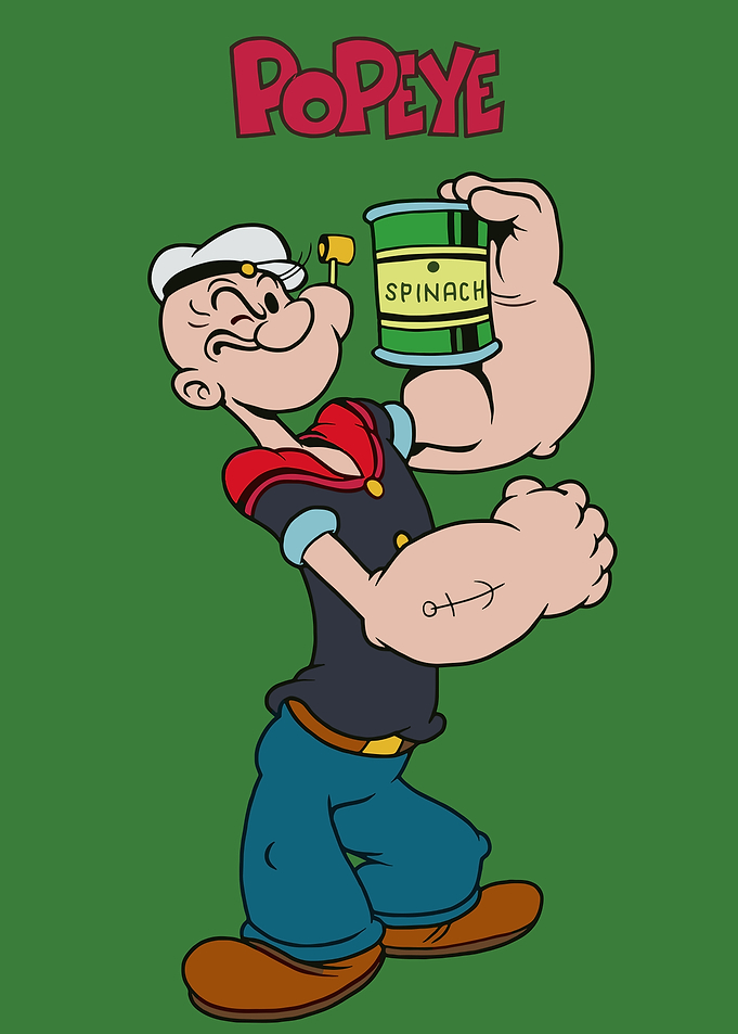 Popeye with a can of spinach