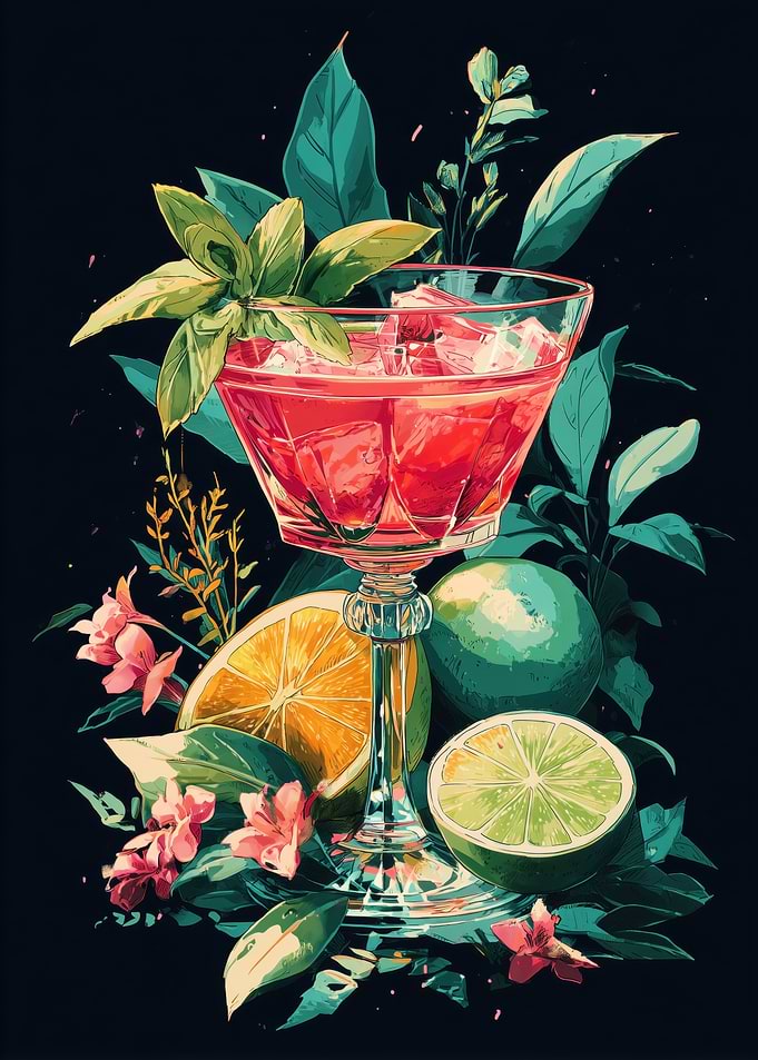Vibrant Cocktail with Citrus and Botanicals