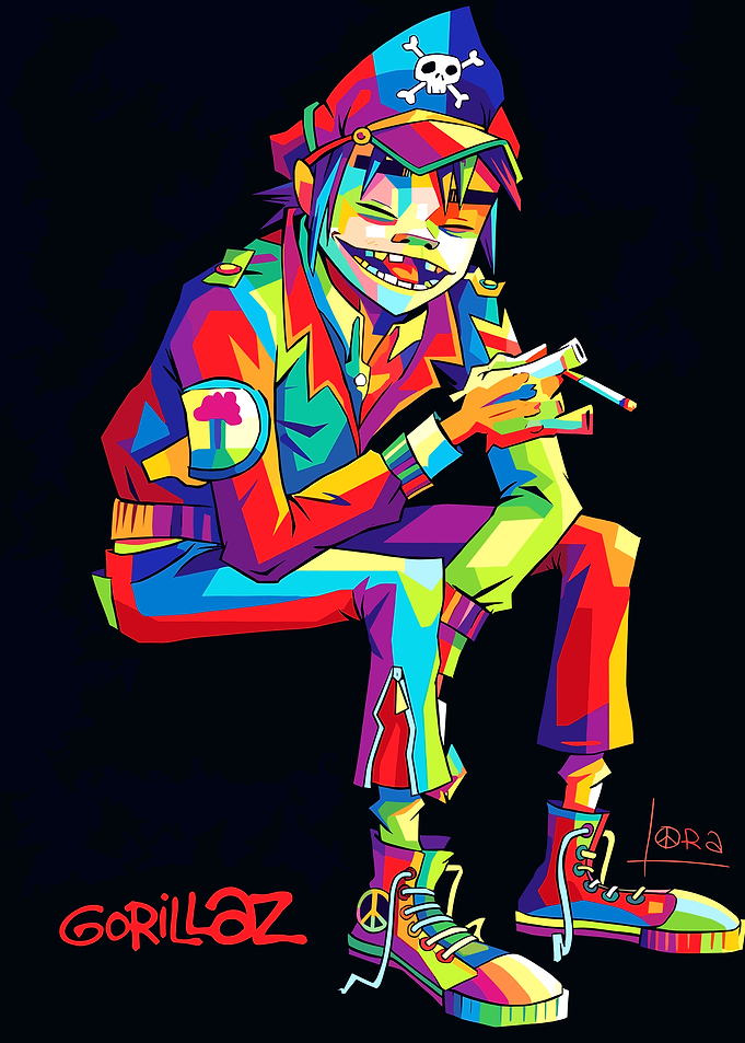 2-D from Gorillaz in Pop Art Style