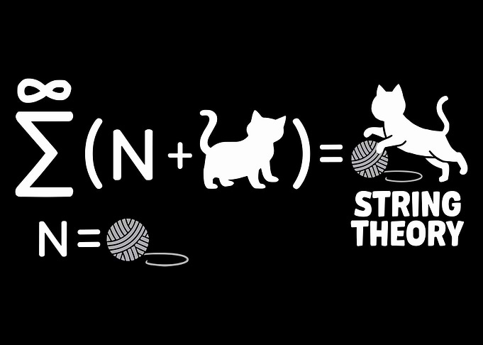 String Theory Cat Poster, Funny Math Equation Wall Art, Physics Humor Print