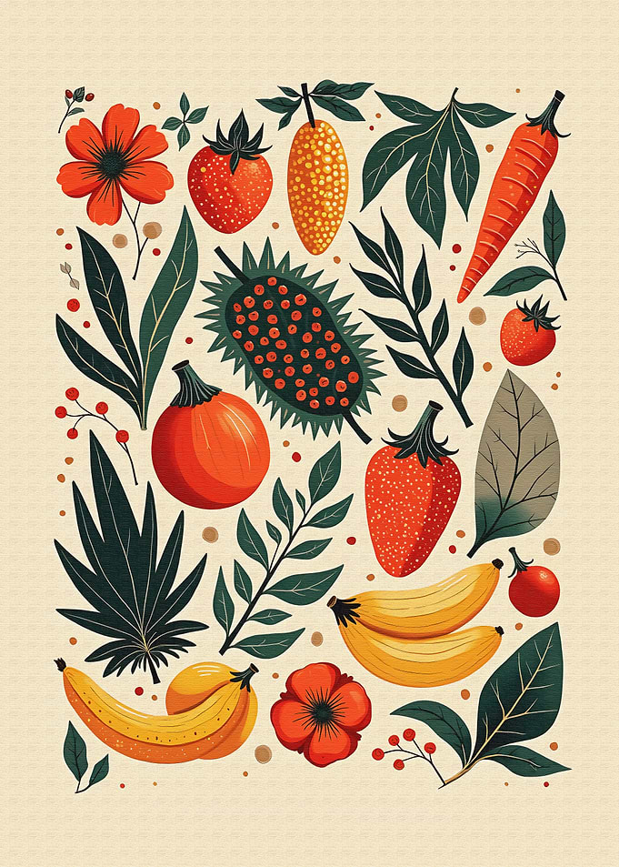 Vintage Botanical Fruit Harvest