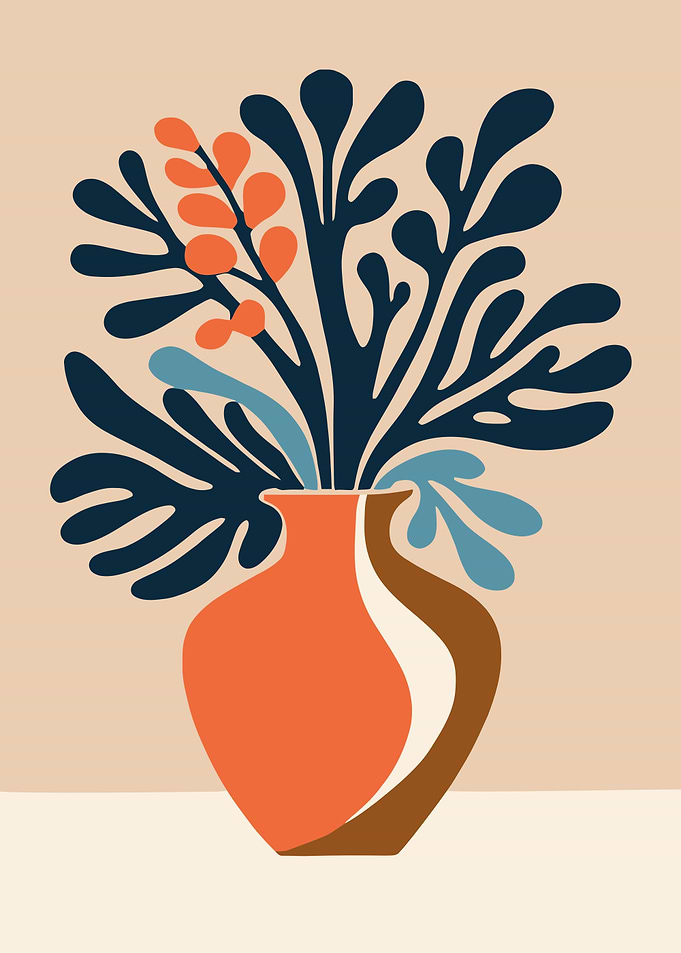 Abstract Floral Arrangement in a Vase