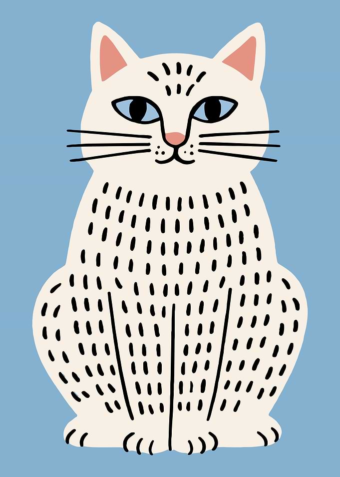Cute White Cat Illustration