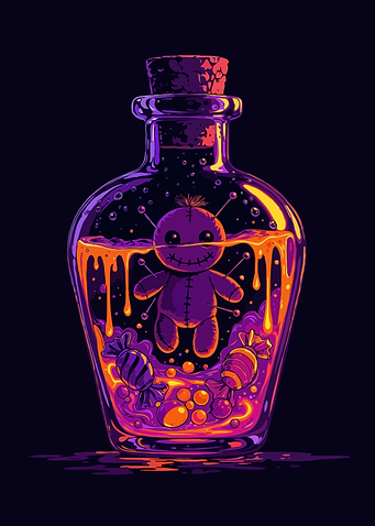 Voodoo Doll Potion Bottle Art