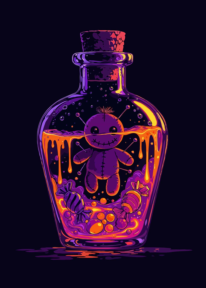 Voodoo Doll Potion Bottle Art