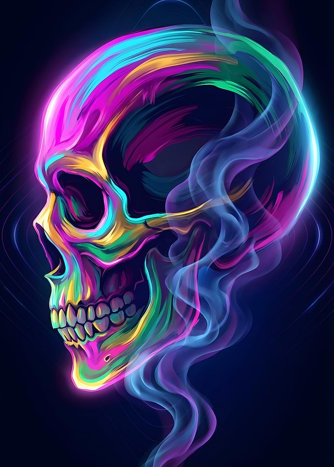 Colorful Skull with Smoke
