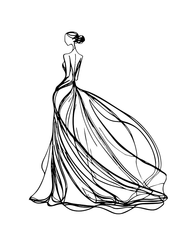 Elegant Fashion Sketch of a Woman in a Gown
