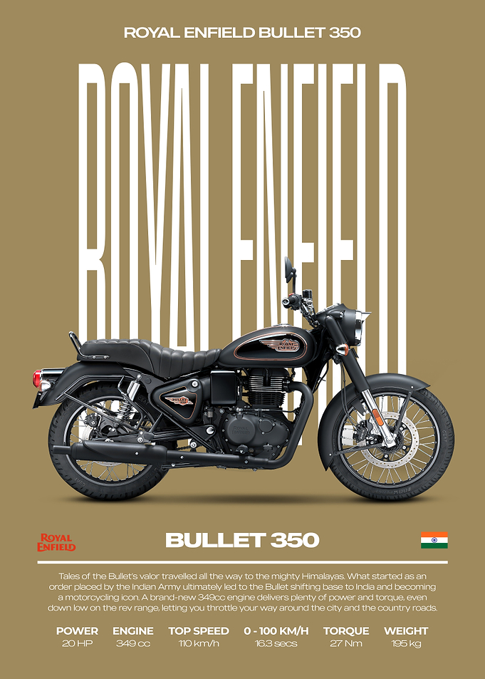 Royal Enfield Bullet 350 Motorcycle Poster