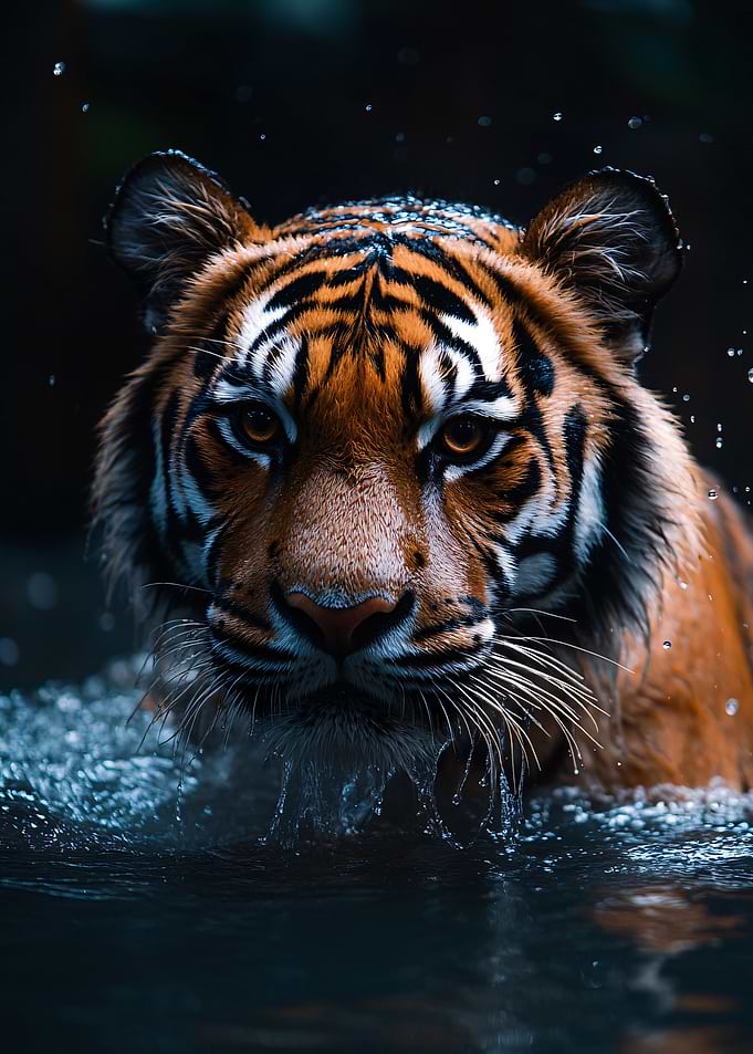 Tiger emerging from water