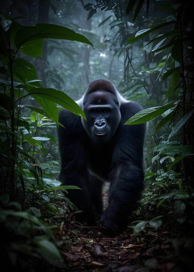Gorilla in a Misty Jungle