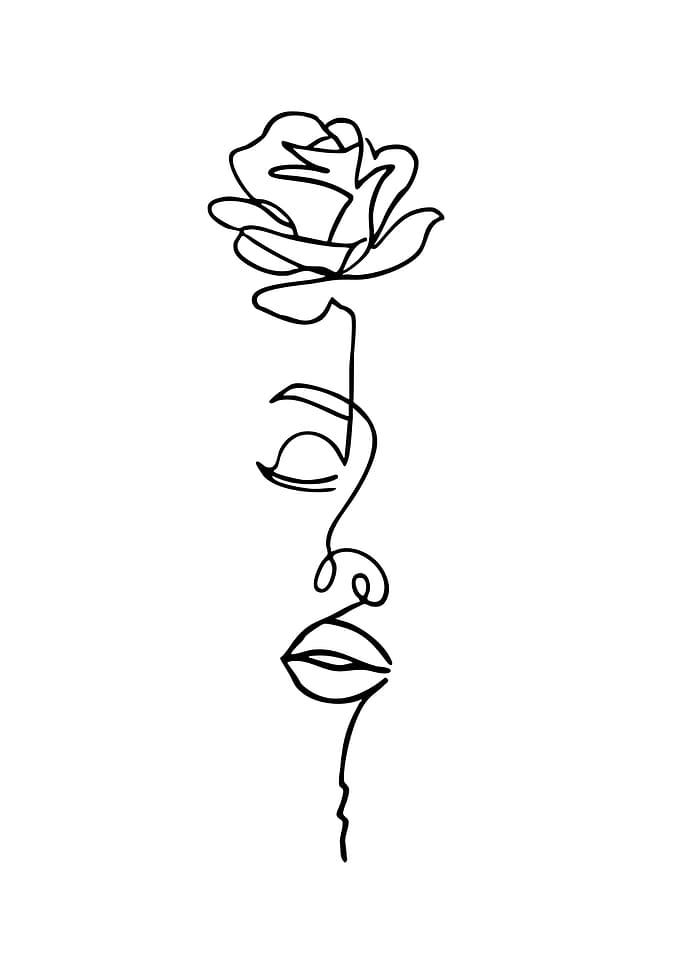 Rose Face Line Art