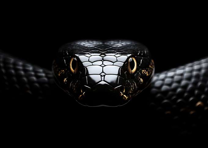 Close-up of a Black Snake's Head