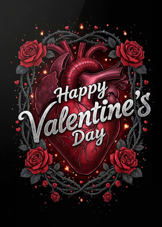Happy Valentine's Day Heart and Roses