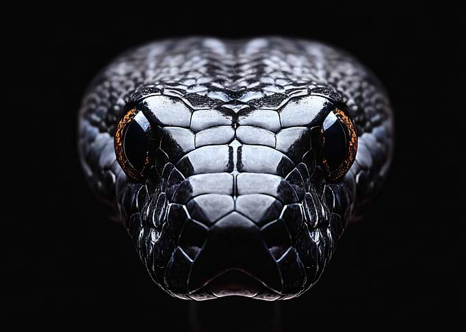 Close-up of a Black Snake's Head