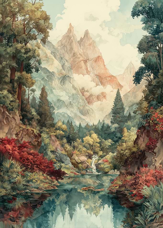 Majestic Mountain Landscape with River