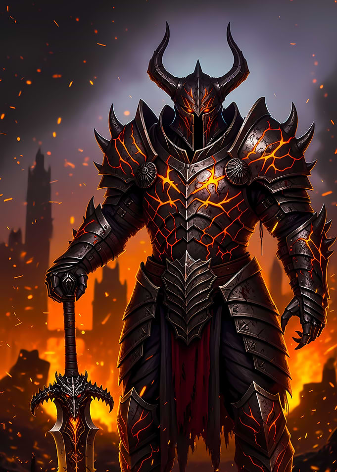 Fiery Knight with Demonic Sword
