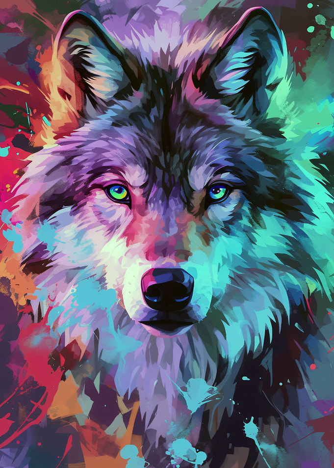 Vibrant Wolf Portrait