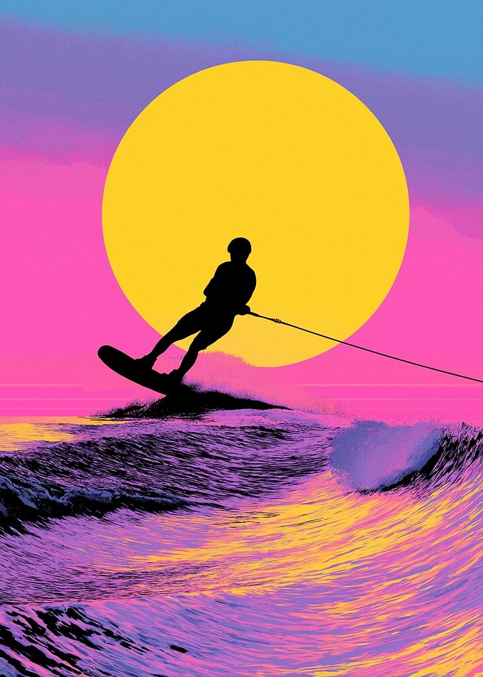 Wakeboarder at Sunset