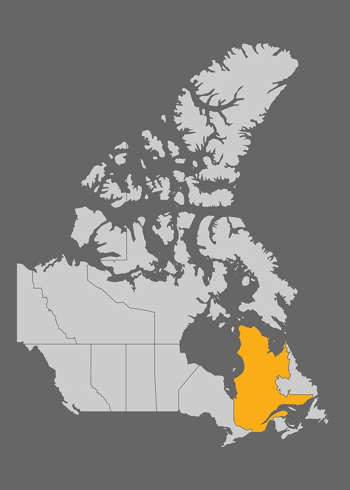 Map of Canada with Quebec highlighted