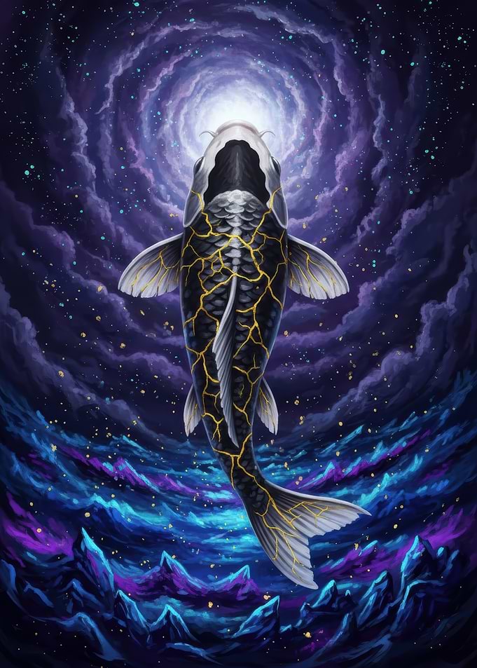 Cosmic Kintsugi Koi Fish