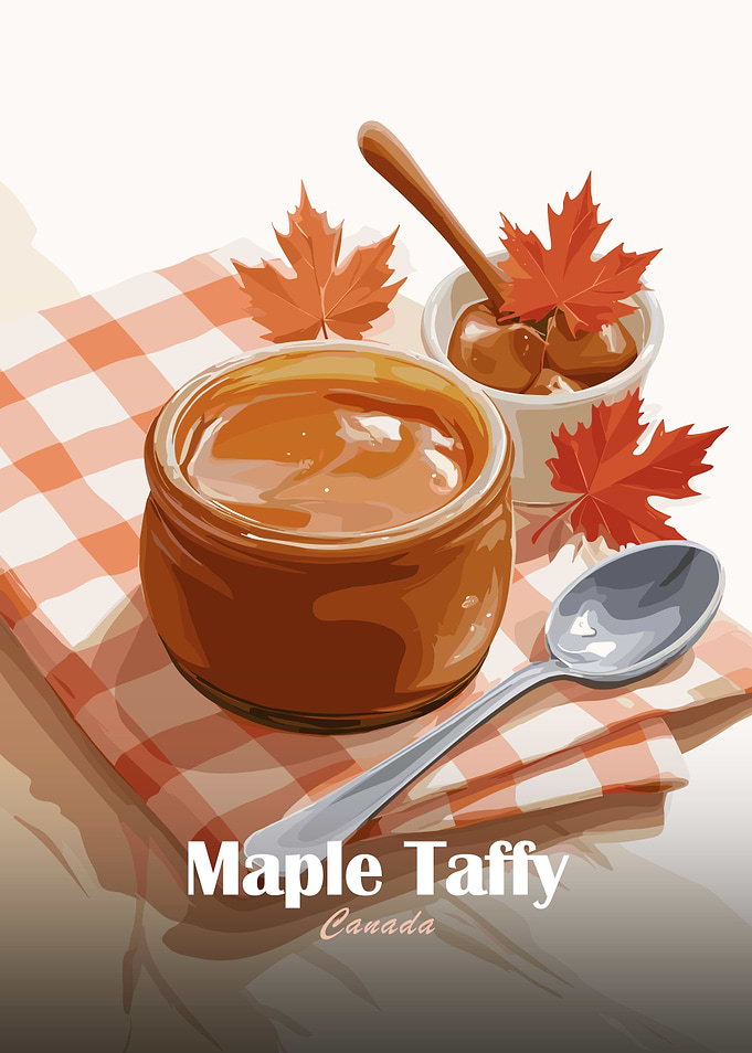 Maple Taffy with Maple Leaves