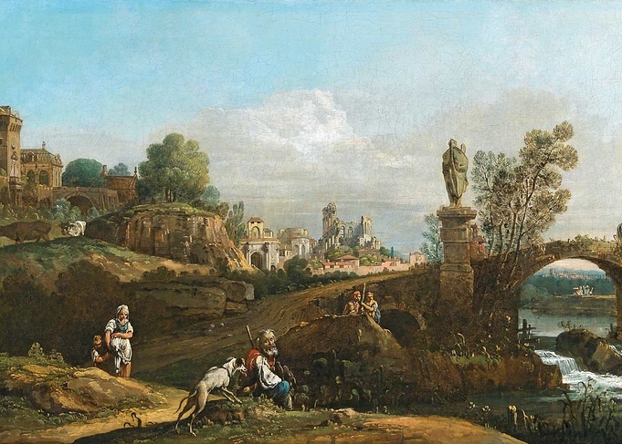 Pastoral Landscape with Roman Ruins