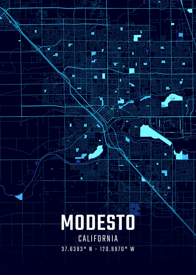 Modesto California Midnight City Map